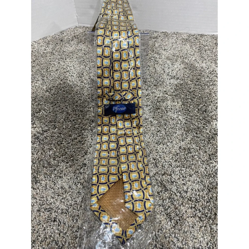 Necktie Pfizer Mens Gold New Geometric Silk Professional One Size